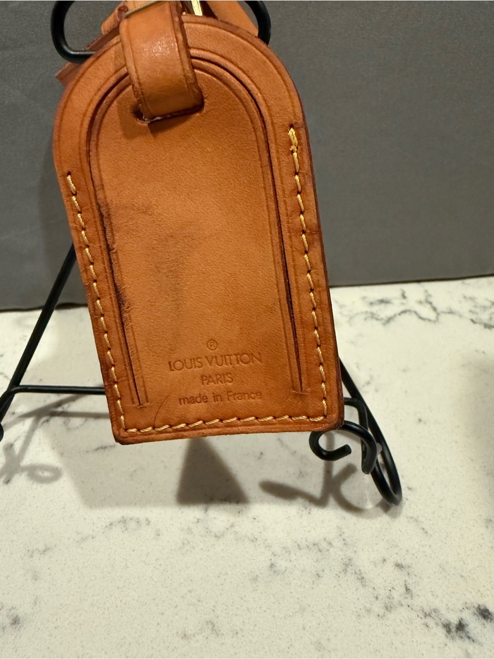 Louis Vuitton Tan Leather Luggage Tag with Stitch Detailing
